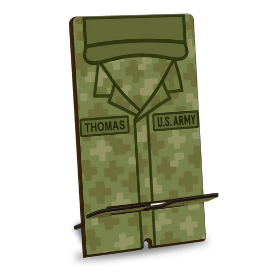 Netecom Custom Army Phone Stand with Personalized Name - Perfect Gift for Military Personnel and Desk Organization