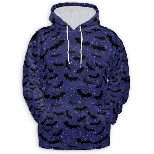Netecom Halloween Bat Pattern 3D Print Hoodie with Front Pocket, All Over Graphic Spooky Bats Sweatshirt Unisex Casual