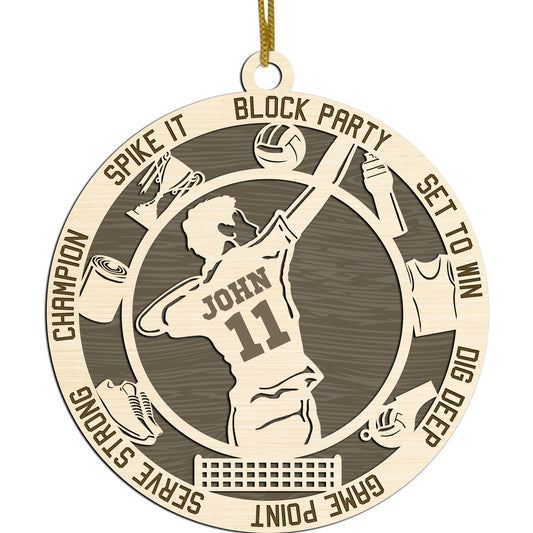 Netecom Sports Christmas Ornament for Volleyball Players – Personalized Wooden Keepsake with Custom Name & Number