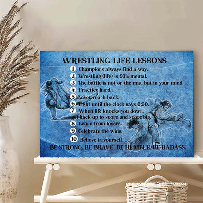 Wrestling Life Lessons Canvas Wall Art – Motivational Quote Print – Sports Inspiration Gift for Wrestlers, Athletes & Coaches – Gym, Locker Room, or Bedroom Decor – Ready to Hang
