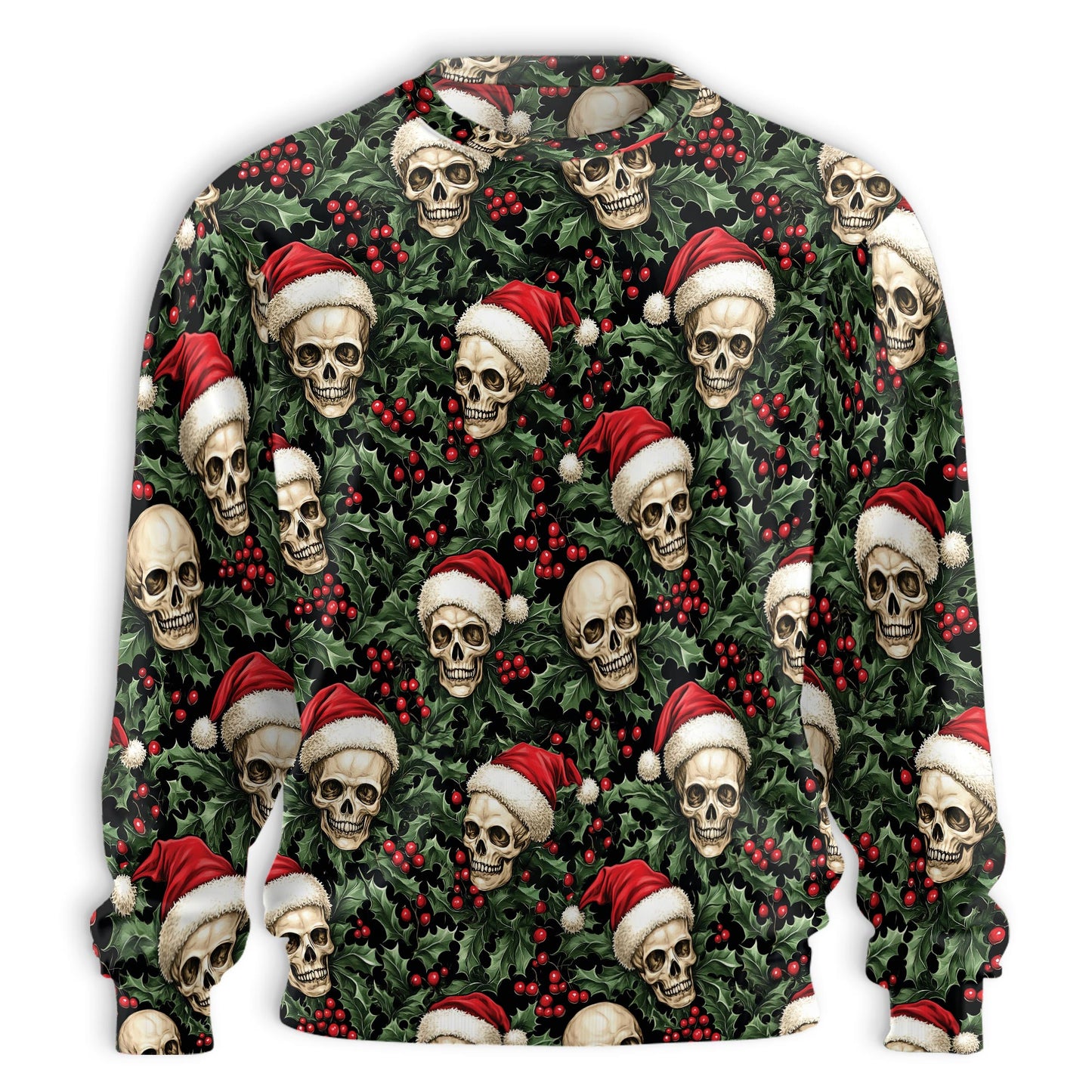 Netecom Santa Clause Skull Christmas Sweatshirt 3D All Over Print, Gothic Style, Crewneck Pullover for Costume Party