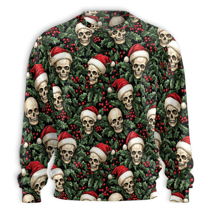 Netecom Santa Clause Skull Christmas Sweatshirt 3D All Over Print, Gothic Style, Crewneck Pullover for Costume Party