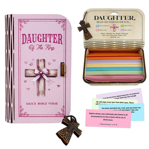 Bible Verse Box for Daughter– 150 Prayer Cards, Bible Verses With Wooden Box for Emotion and Feeling, Gift for Mothers Day, Inspirational Scriptures, Christian Bible Gifts for Women