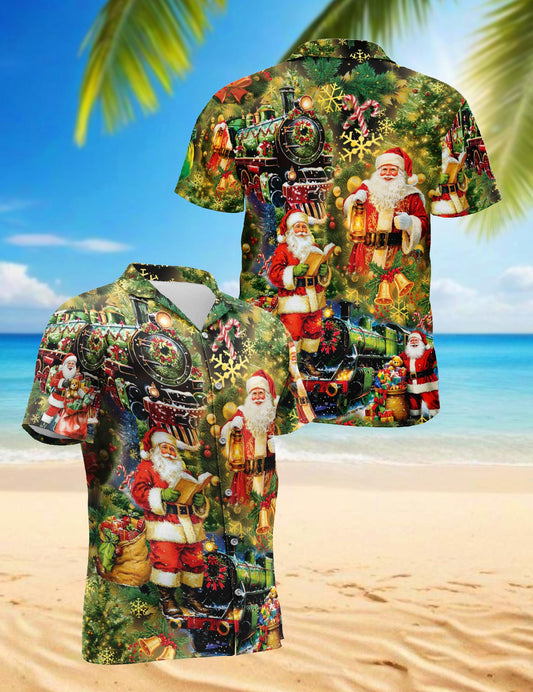 Netecom Skull Santa Christmas Hawaiian Shirt for Men Women, Gothic Button Down Summer Beach Shirts, S-5XL