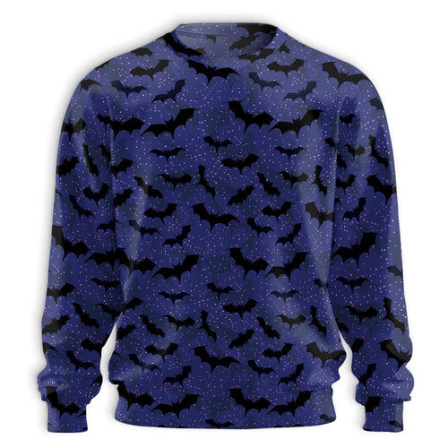 Netecom Halloween Bat Pattern Sweatshirt 3D All Over Print, Spooky Night Outfit, Crewneck Pullover for Costume Party