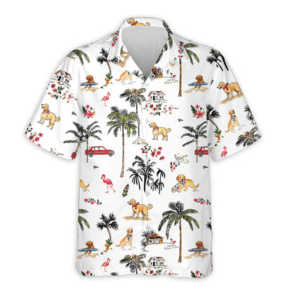 Golden Retriever Hawaiian 3D Polo Shirt | Netecom