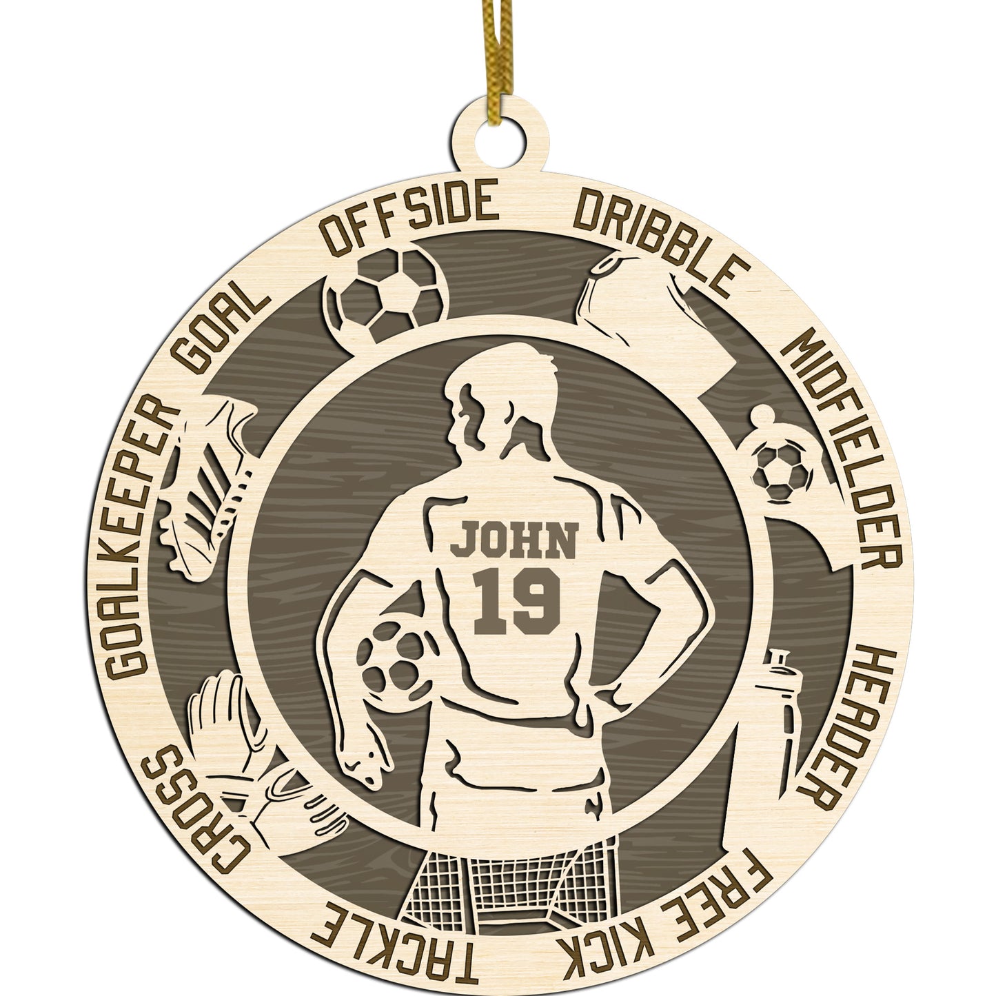 Netecom Personalized Soccer Ornament – Custom Wooden Ornament for Players & Fans – Soccer Terms & Christmas Gift