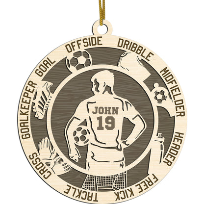 Netecom Personalized Soccer Ornament – Custom Wooden Ornament for Players & Fans – Soccer Terms & Christmas Gift