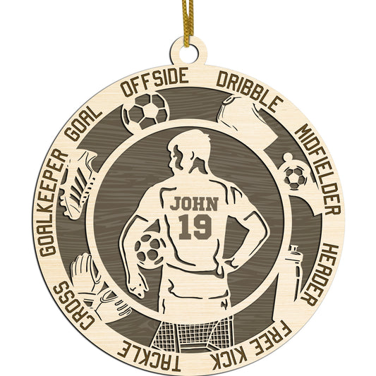Netecom Personalized Soccer Ornament – Custom Wooden Ornament for Players & Fans – Soccer Terms & Christmas Gift