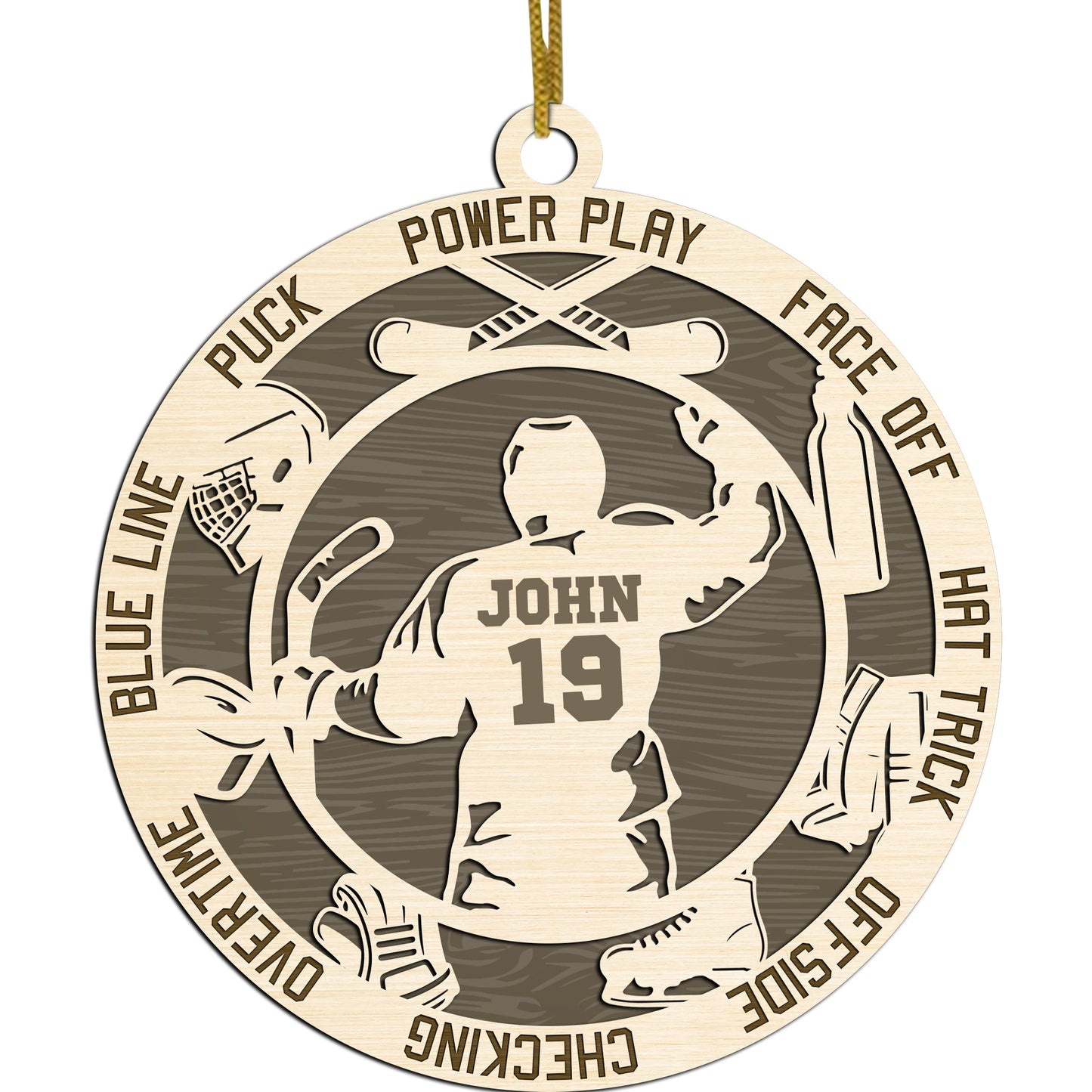 Netecom Custom Hockey Ornament – Personalized Wooden Ornament with Player Name & Hockey Terms – Perfect Christmas Gift