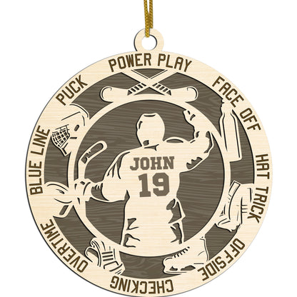 Netecom Custom Hockey Ornament – Personalized Wooden Ornament with Player Name & Hockey Terms – Perfect Christmas Gift