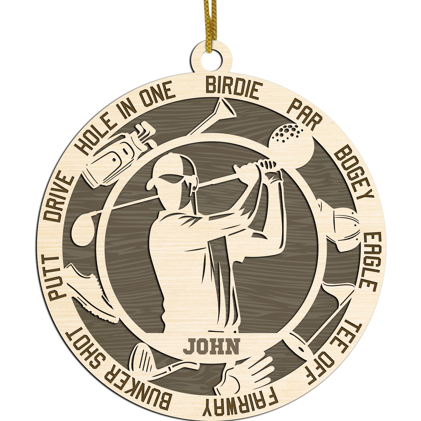 Netecom Personalized Golf Ornament for Men – Custom Golf Decor with Engraved Name and Sports Design