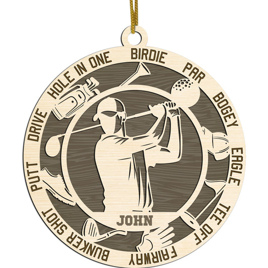 Netecom Personalized Golf Ornament for Men – Custom Golf Decor with Engraved Name and Sports Design