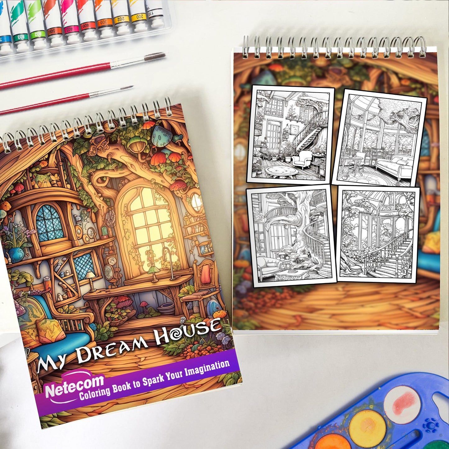 Netecom My Dream House Coloring Book for Adult, Spiral Bound, Soft Cover