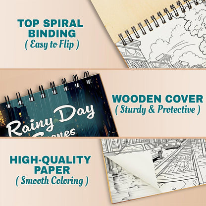 Rainy Day Scenes Coloring Pages For Adults
