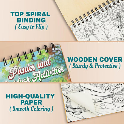 Picnics and Outdoor Activities Coloring Pages For Adults