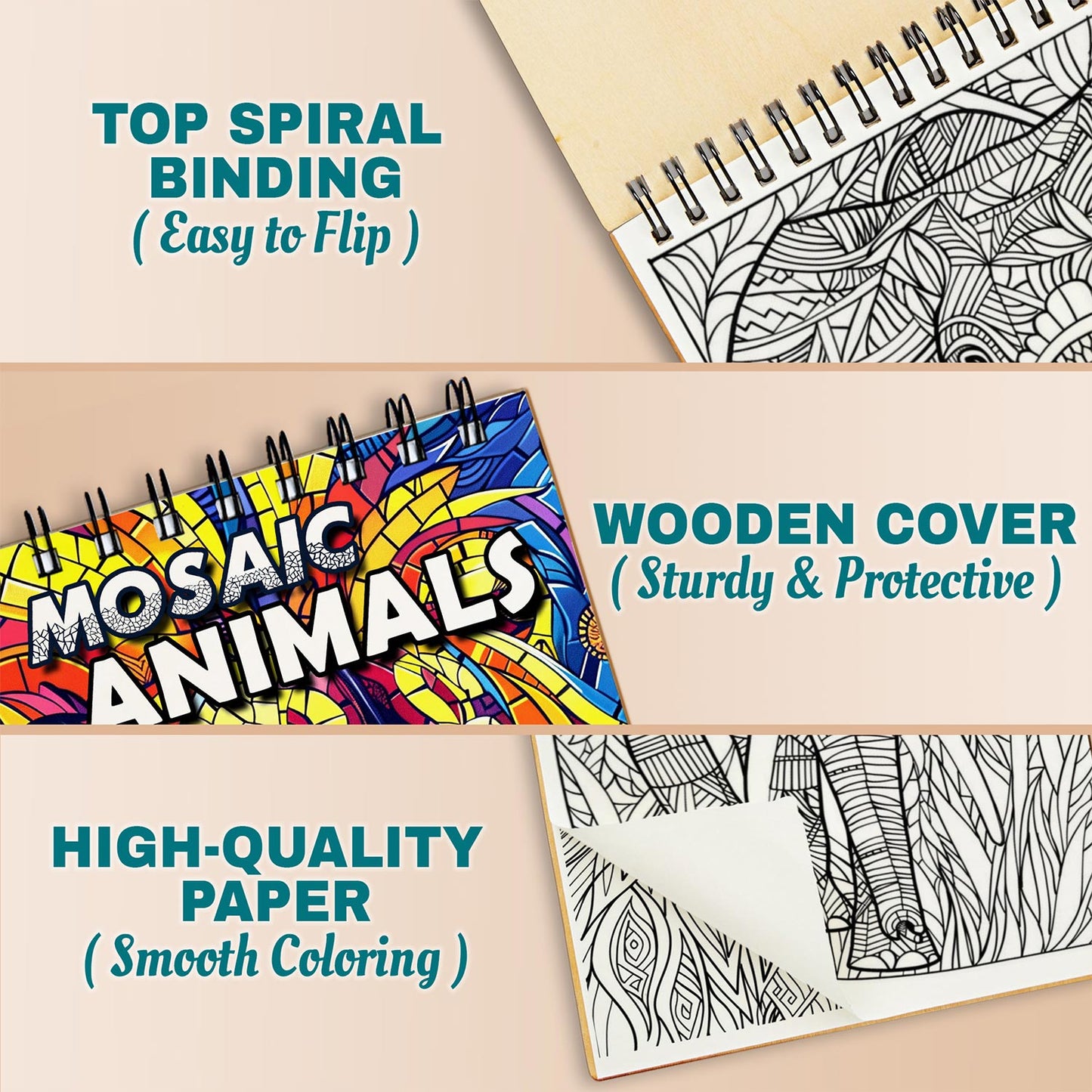 Netecom Mosaic Animals Coloring Pages For Adults