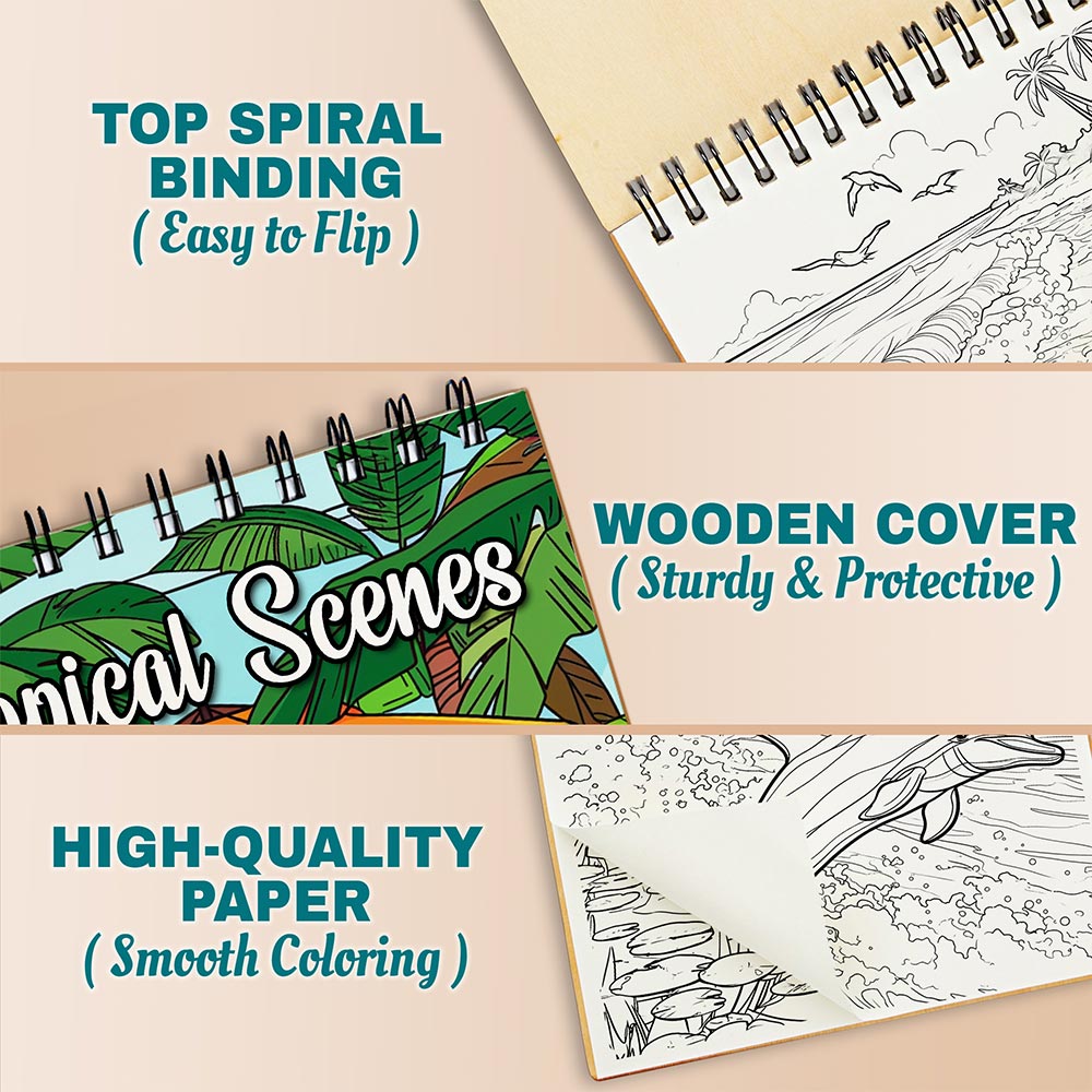 Netecom Tropical Scenes Coloring Pages For Adults