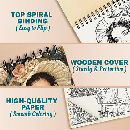 Netecom Regency Lady Portraits Coloring Pages For Adults