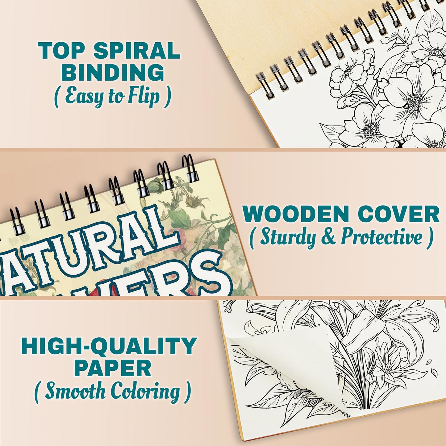 Netecom Natural Flowers Coloring Pages For Adults