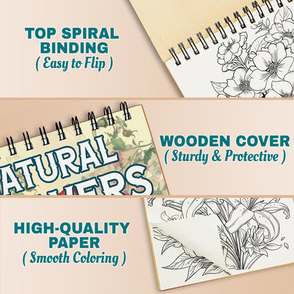 Netecom Natural Flowers Coloring Pages For Adults