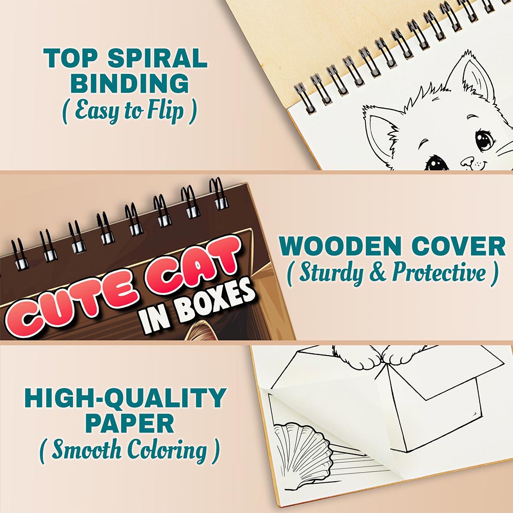 Netecom Cute Cat in Boxes Coloring Pages For Adults