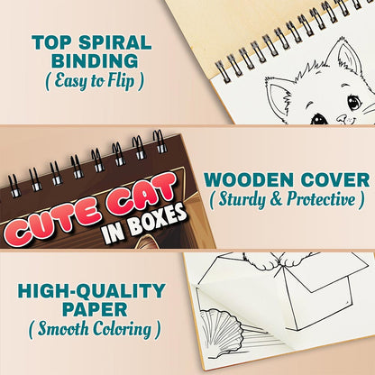 Netecom Cute Cat in Boxes Coloring Pages For Adults