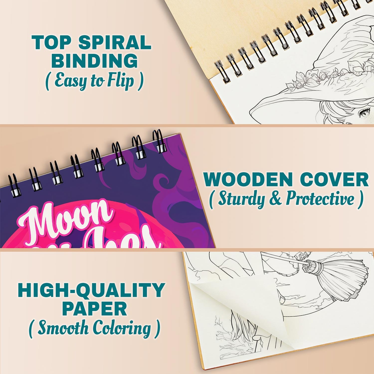 Netecom Moon Witches Coloring Pages For Adults
