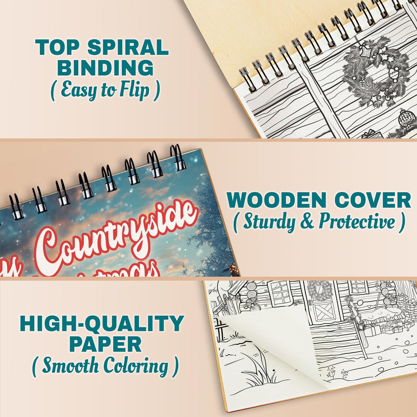 Netecom Cozy Countryside Christmas Coloring Pages For Adults