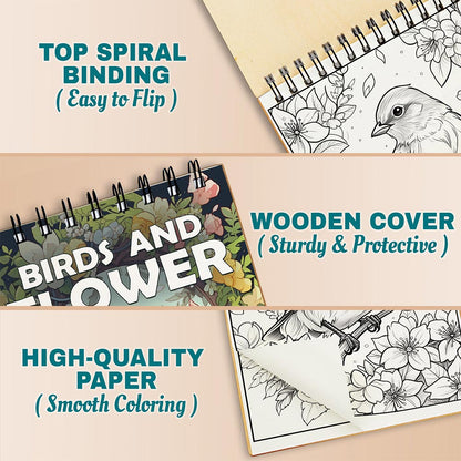 Netecom Large Print Birds And Flower Coloring Pages For Adults