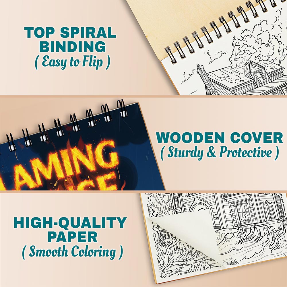 Netecom Flaming House Coloring Pages For Adults