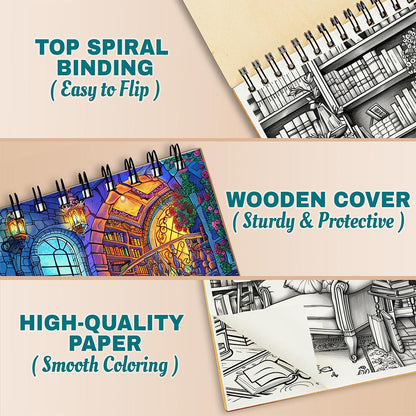 Netecom Enchanted Library Coloring Pages For Adults