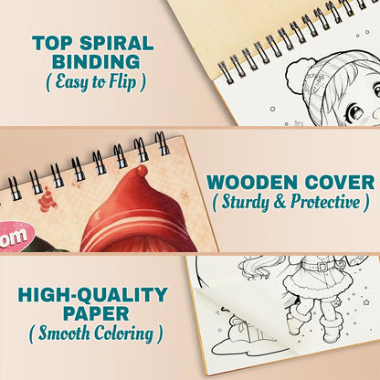Chibi Girls Christmas Coloring Pages For Adults