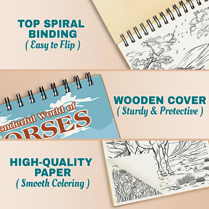 Netecom Wonderful World of Horses Coloring Pages For Adults