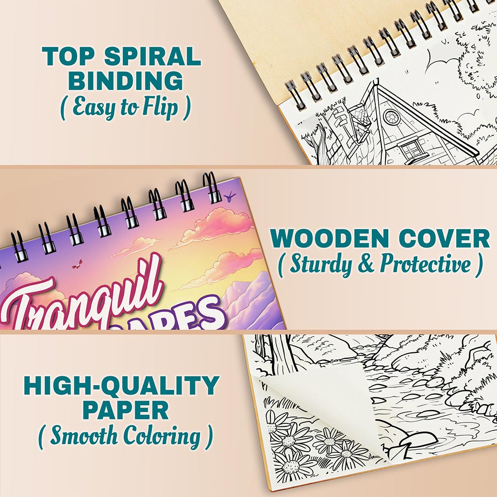 Netecom Tranquil Landscapes Coloring Pages For Adults