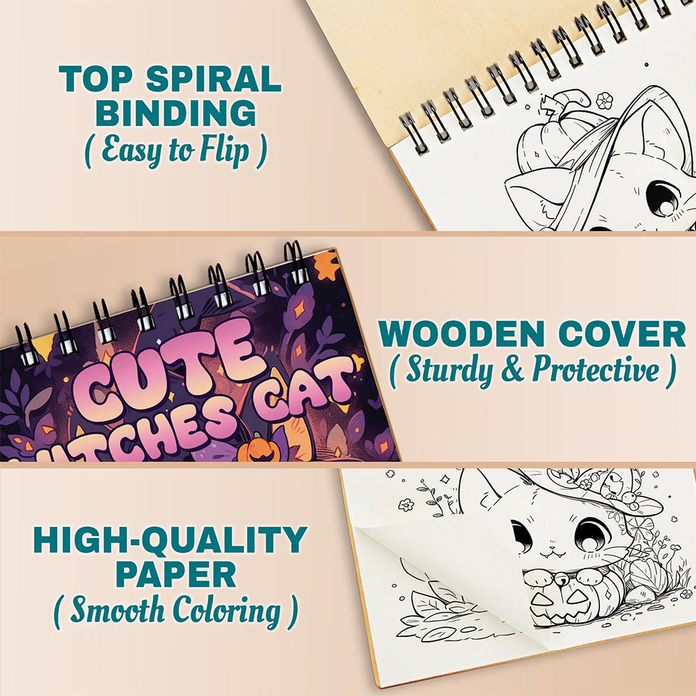Netecom Cute Kawaii Cat Witches Coloring Pages For Adults