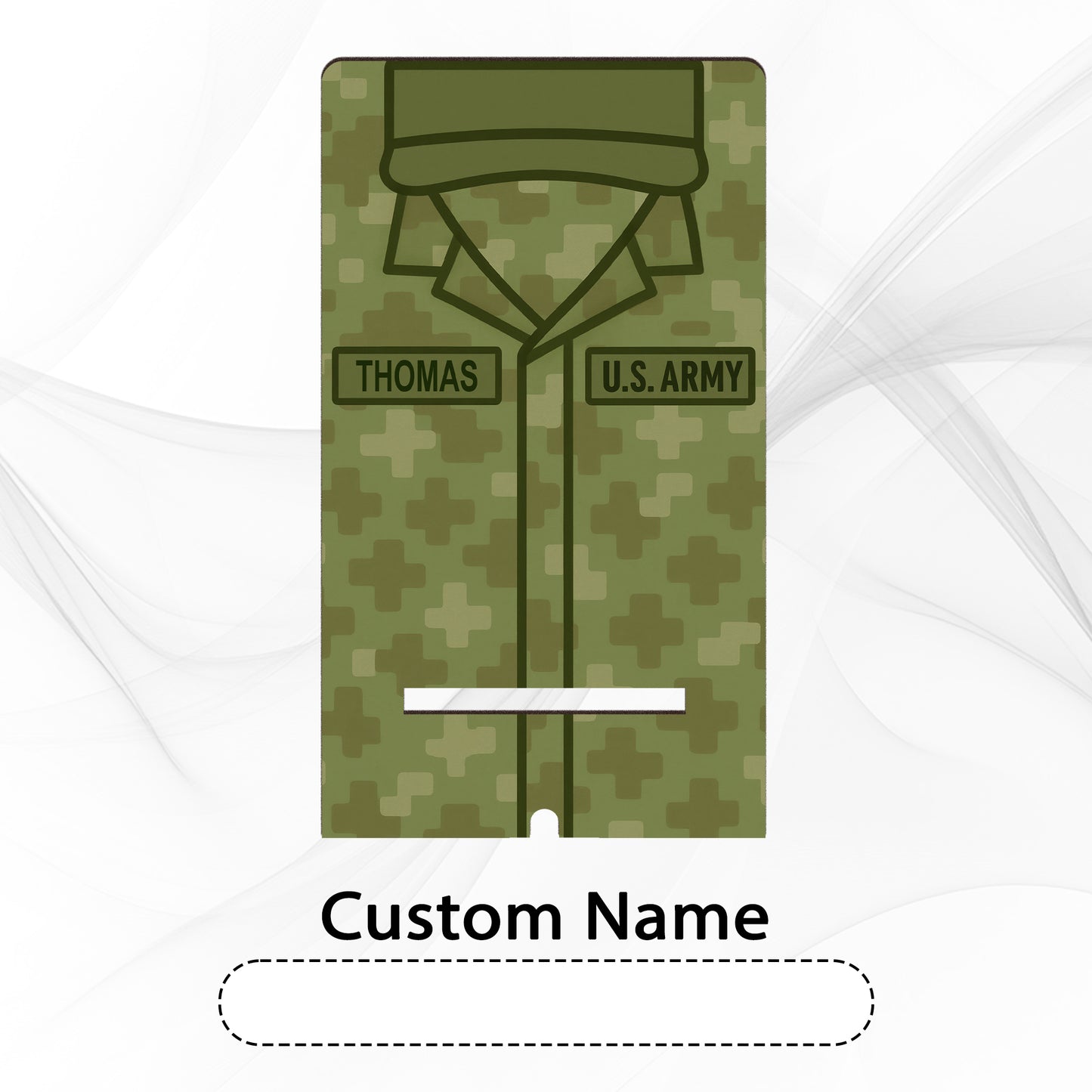 Netecom Custom Army Phone Stand with Personalized Name - Perfect Gift for Military Personnel and Desk Organization