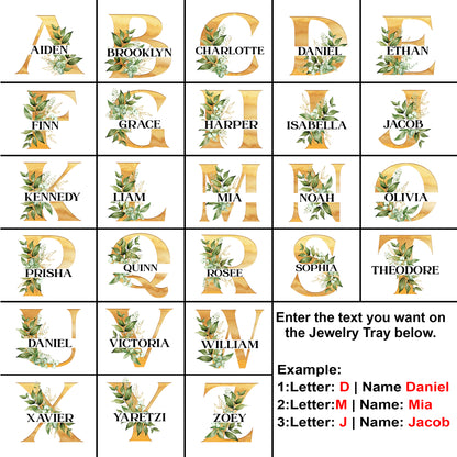 Netecom Personalized Custom Ceramic Jewelry Tray with Initials and Names, Perfect for Organizing Jewelry, Gift for Weddings, Christmas, or Family Celebratio