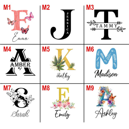 Netecom Custom Floral Jewelry Tray with Personalized Letter and Name, Elegant Ceramic Tray for Gifts and Home Decor