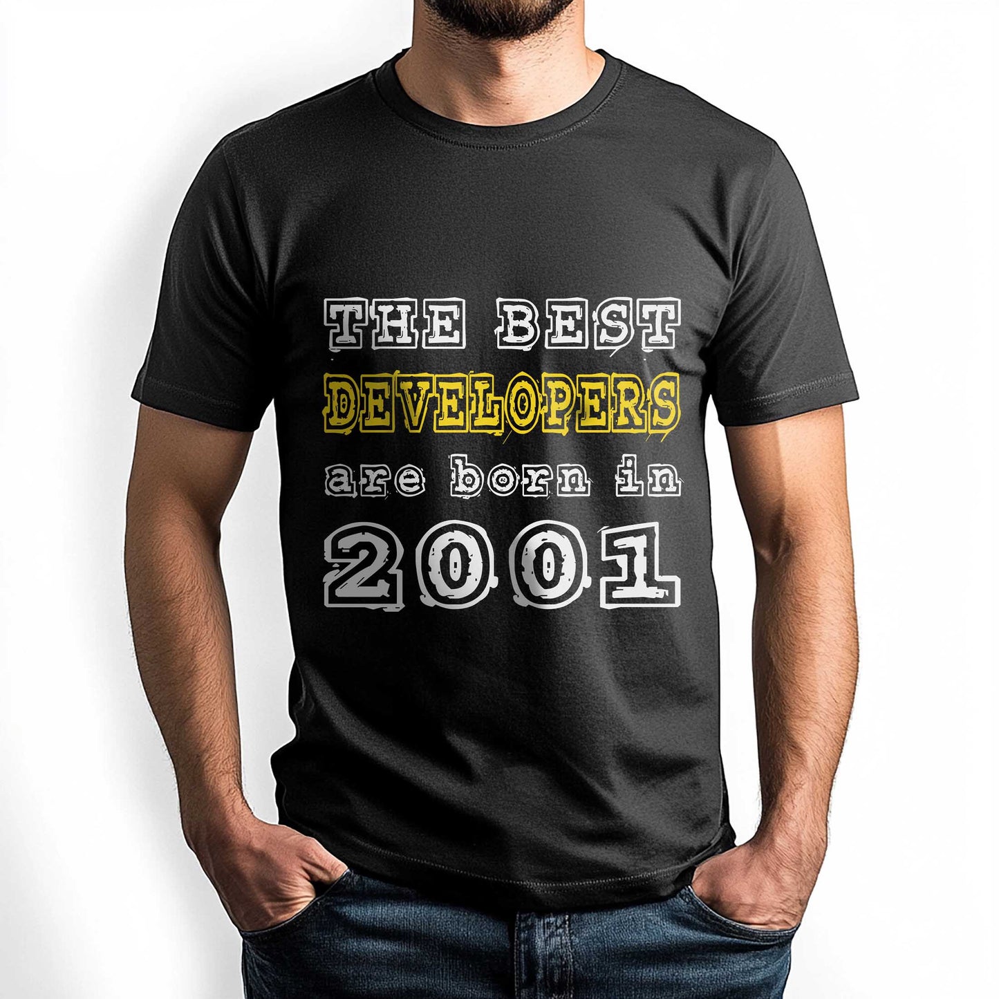 Netecom The Best Developers Are Born in 2001 T-Shirt, Style Birthday Shirt for Men, Perfect Gift for 2001 Birth Year