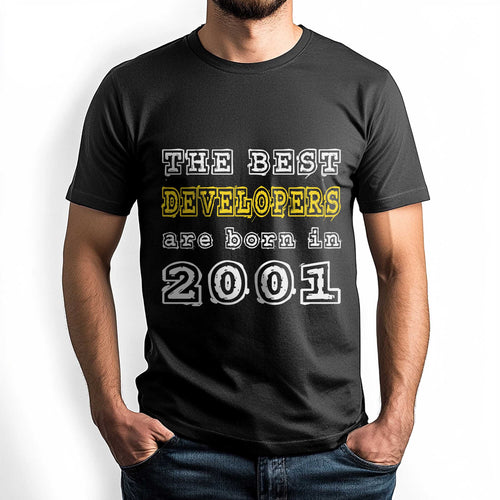 Netecom The Best Developers Are Born in 2001 T-Shirt, Style Birthday Shirt for Men, Perfect Gift for 2001 Birth Year
