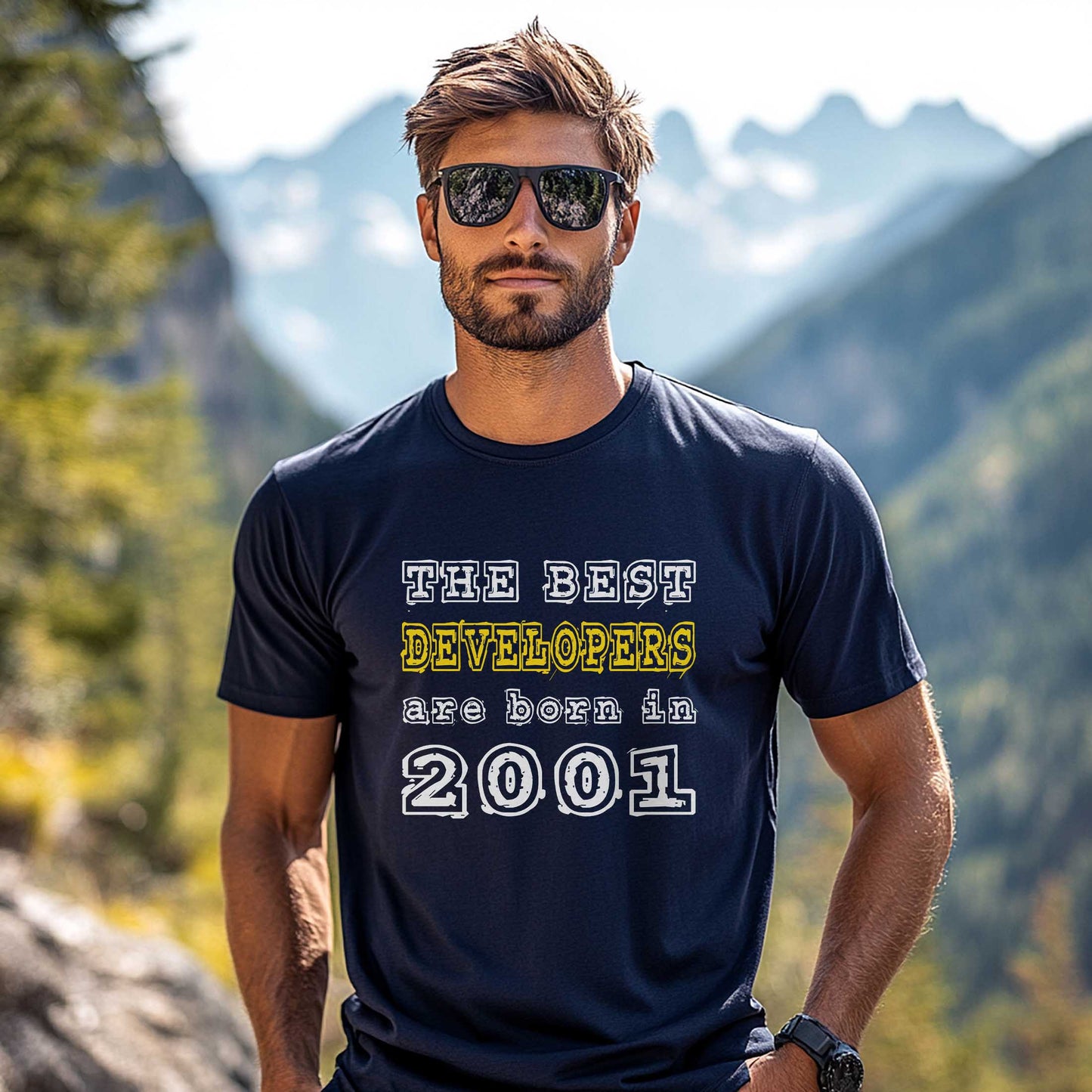 Netecom The Best Developers Are Born in 2001 T-Shirt, Style Birthday Shirt for Men, Perfect Gift for 2001 Birth Year