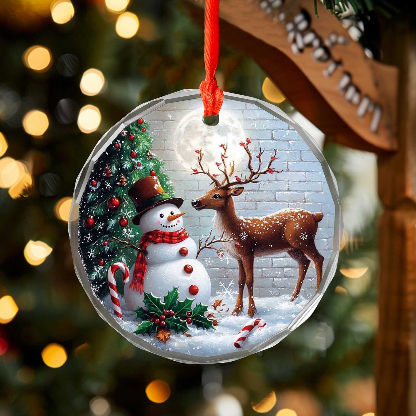 Netecom Snowman & Reindeer Holiday Glass Ornament – Perfect Christmas Tree Decor, Keepsake Gift, 3 in