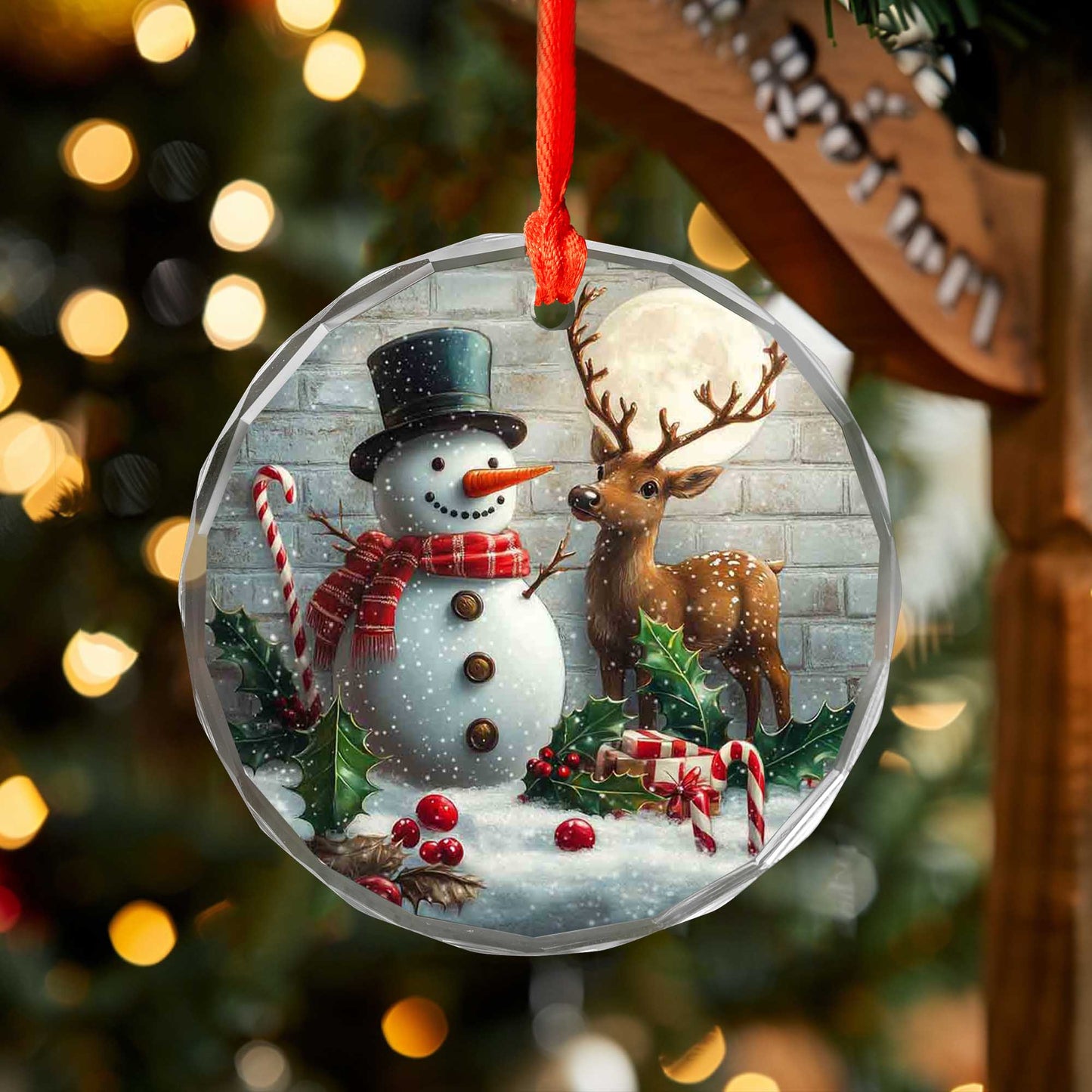 Netecom Snowman and Reindeer Glass Ornament – Christmas Tree Decor, Perfect Holiday Gift Keepsake 3 in