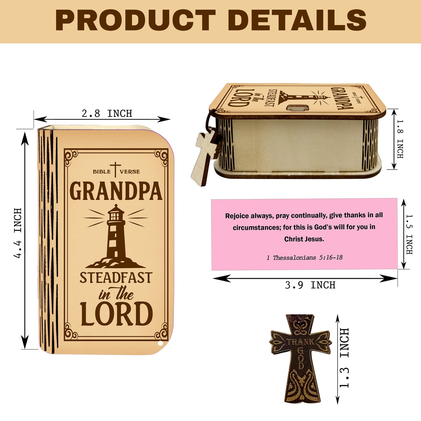 Netecom Bible Verse Box Set for Grandpa – Wooden Scripture Box with 150 Daily Prayer & Scripture Cards, Inspirational Christian Gift