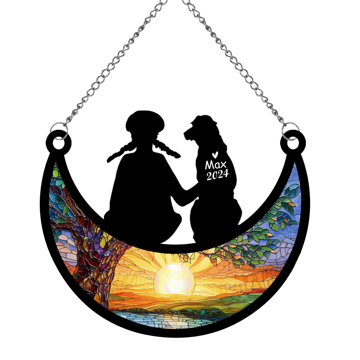 Netecom Dog Memorial Suncatcher, Personalized Dog Ornament with Name Date, Bereavement Gift Loss of Dog, Loss of Pet Sympathy Gift, Dog Passing Away Gift, Rememberance Gift for Dog Lover