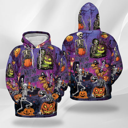 Netecom Halloween You're Already Dead Skeleton 3D Print Hoodie with Front Pocket, All Over Graphic Sweatshirt Unisex Casual
