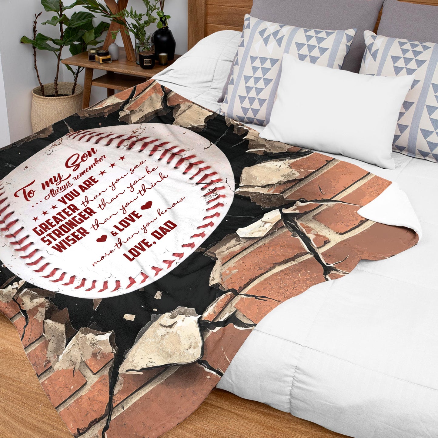 Netecom Personalized To My Son Baseball Blanket from Dad, Custom Love Dad to Son Throw Blanket for Couch, Bed or Sofa, Ultra Soft Warm Gift for Son’s Birthday, Christmas, or Father’s Day