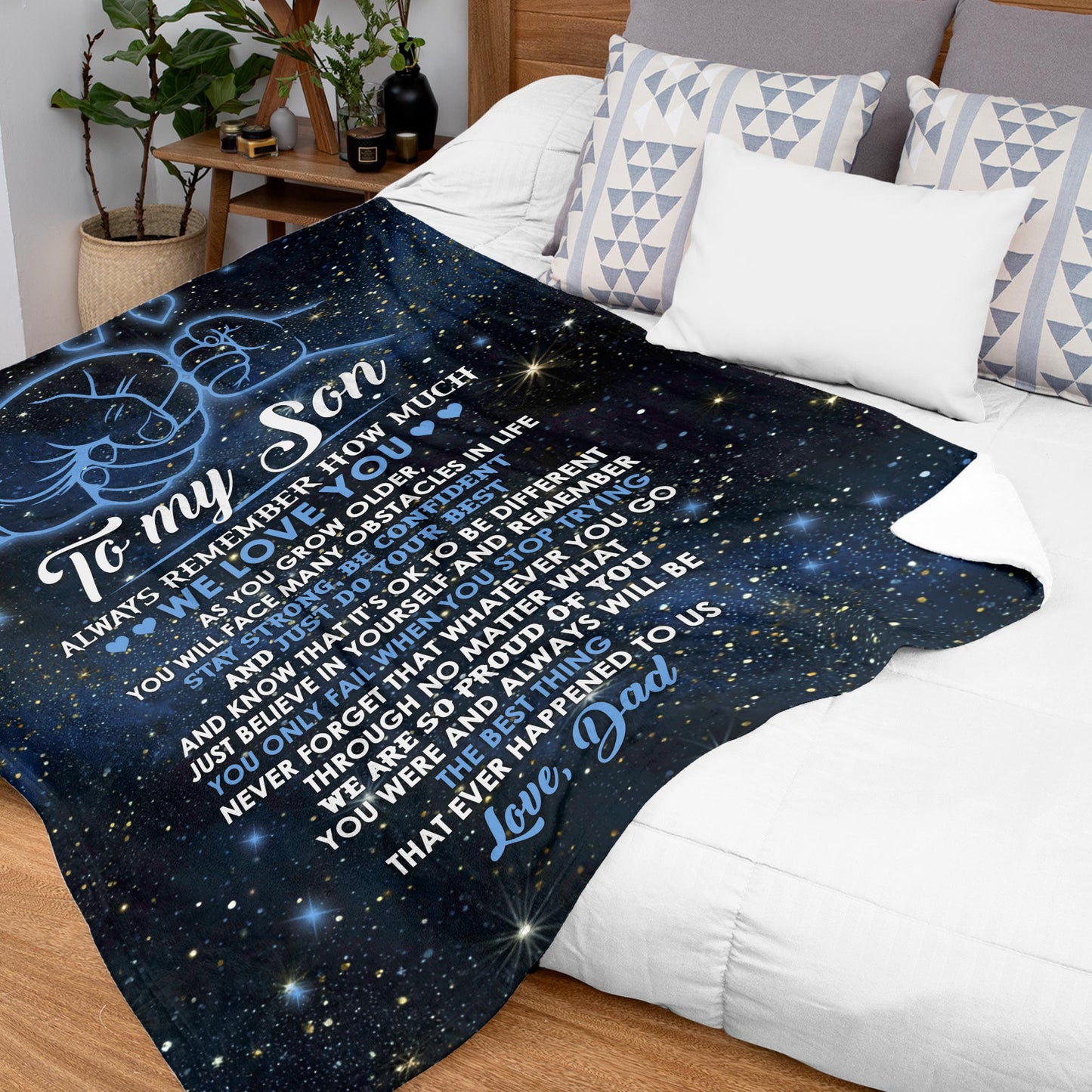 Netecom Personalized To My Son Blanket from Dad, Ultra Soft Warm Cozy Fuzzy Plush Throw Blanket for Couch, Bed or Sofa, Birthday Gifts for Son, Present for Christmas, Graduation