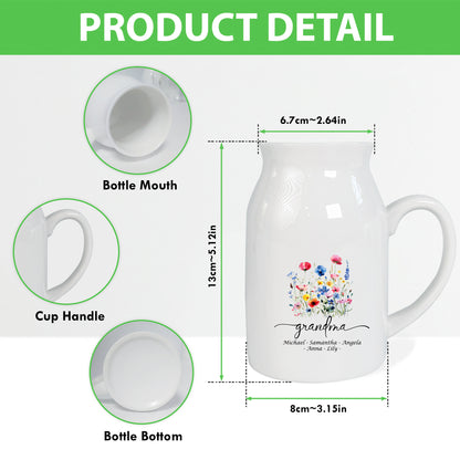 Netecom Personalized Ceramic Jug Vase with Custom Title and Names, Perfect Gift for Grandma, Mother’s Day, or Family Occasions
